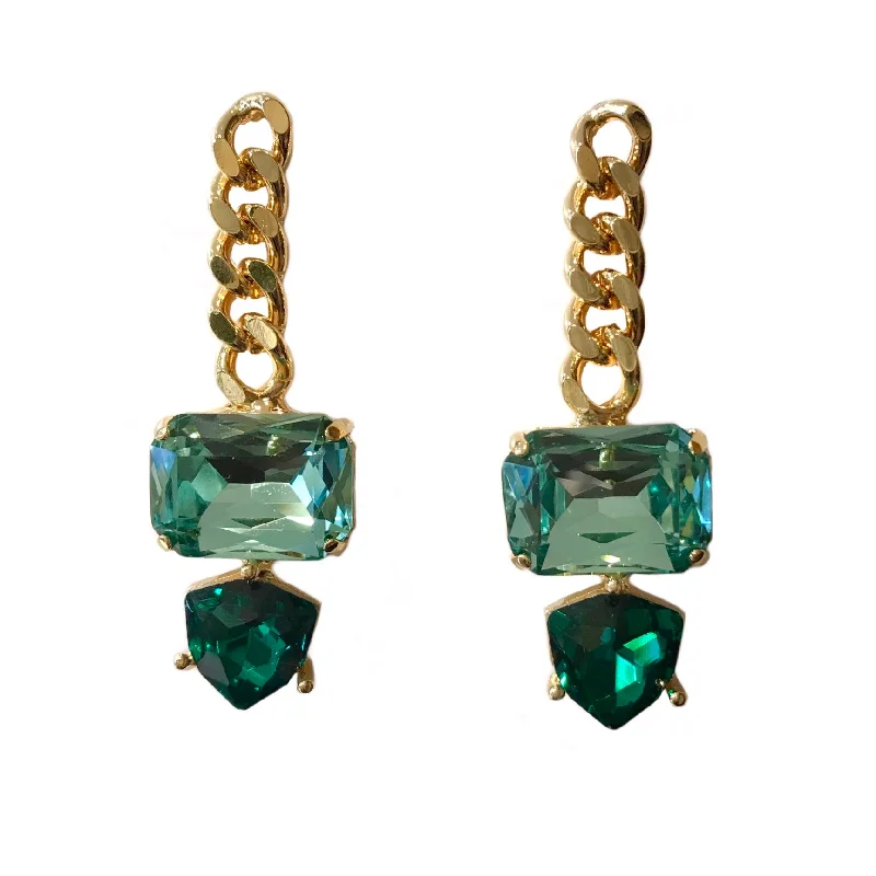 Mysterious Drop Earrings for Intriguing-Kerry Chain Emerald Drop Earrings