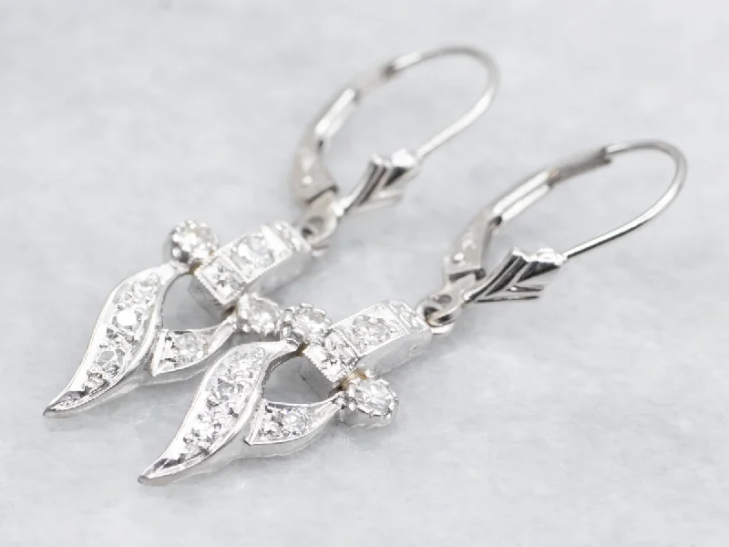 Round Drop Earrings for Traditional-Lovely Diamond Retro Era Drop Earrings