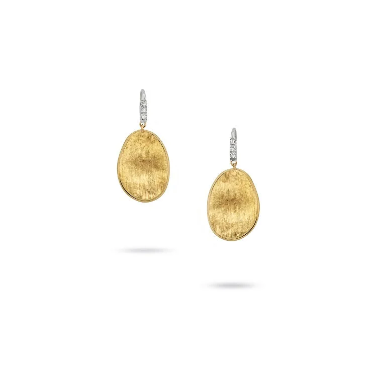 Knotted Drop Earrings for Intricate-Lunaria Collection 18K Yellow Gold and Diamond Small Drop Earrings