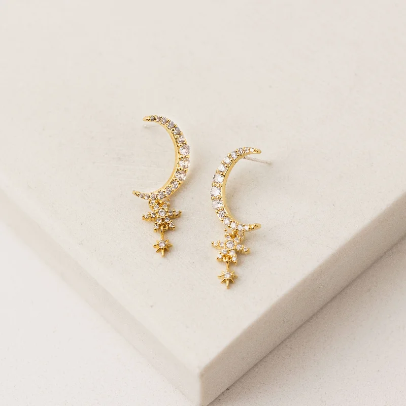 Amber Drop Earrings for Warm-Lune Moon Drop Earrings Gold