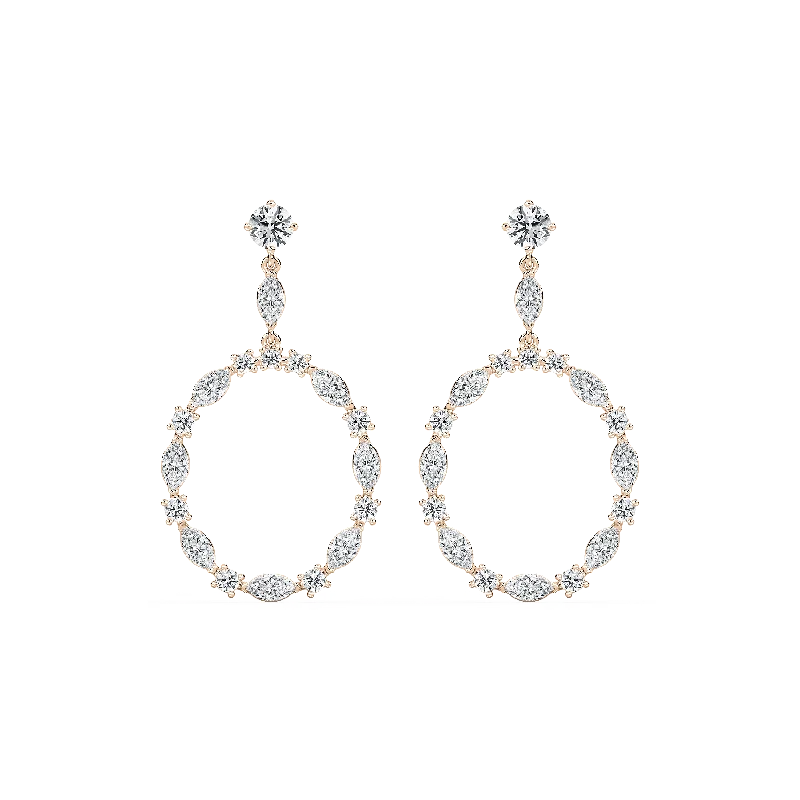 Trendy Drop Earrings for Fashion-Marquise Circle Drop Earrings