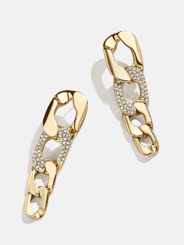 Halo Drop Earrings for Surrounding-Michel Drop Earrings - Gold/Pavé