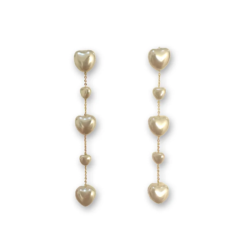 Celtic Drop Earrings for Heritage-Noellery Pearl Heart Drop Earrings