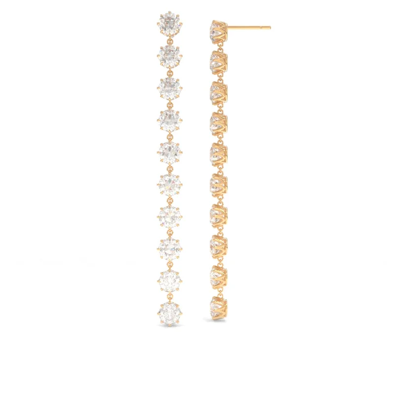 Round Drop Earrings for Traditional-Old European Cut Drop Earrings - 18K Champagne Gold