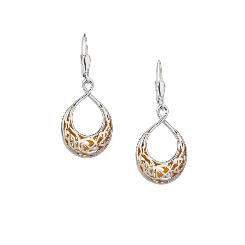 Oval Drop Earrings for Graceful-Silver with 22k Gold Gilding Window to the Soul Teardrop Earrings