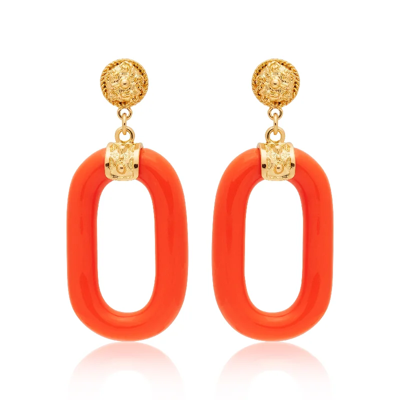 Sapphire Drop Earrings for Sophisticated-Polished Gold & Coral Resin Drop Earrings