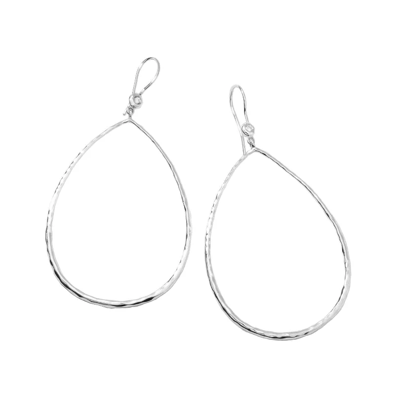 Embellished Drop Earrings for Fancy-Hammered Open Teardrop Earrings with Diamond Accents