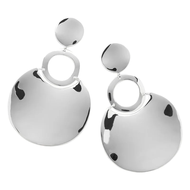 Halo Drop Earrings for Surrounding-Statement Wavy Disc Drop Earrings