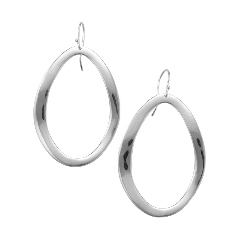 Minimalist Drop Earrings for Simple-Wavy Open Oval Drop Earrings