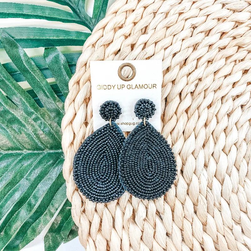 Branded Drop Earrings for Quality-Seed Bead Teardrop Earrings In Black