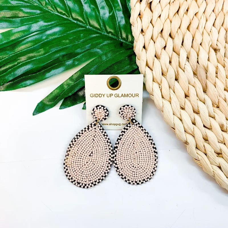 Padded Drop Earrings for Ear-Seed Bead Teardrop Earrings in Blush Pink