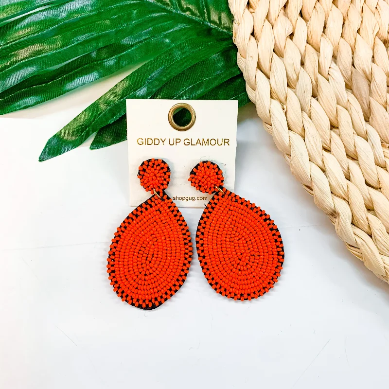 Waterproof Drop Earrings for Practical-Seed Bead Teardrop Earrings in Red