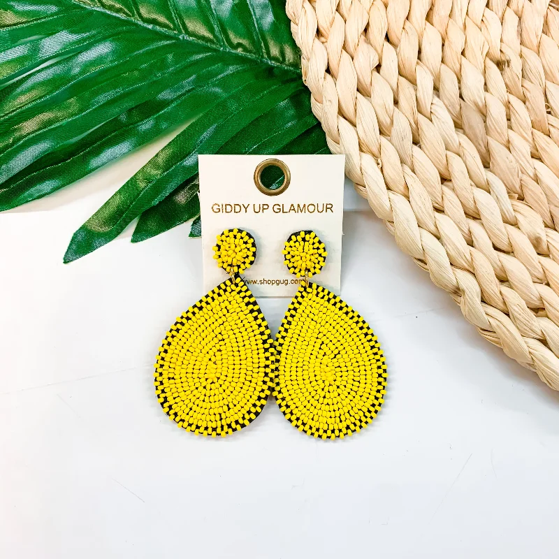 Woven Drop Earrings for Artistic-Seed Bead Teardrop Earrings In Yellow