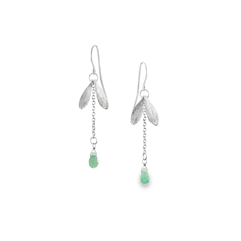 Butterfly-Shaped Drop Earrings for Cute-Silver Lucky Leaf Drop Earrings