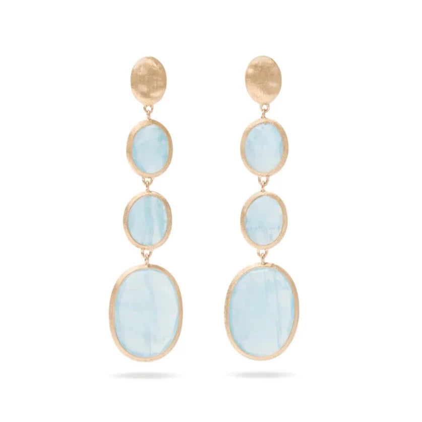 Casual Drop Earrings for Everyday-Siviglia 4 Station Aquamarine Drop Earrings