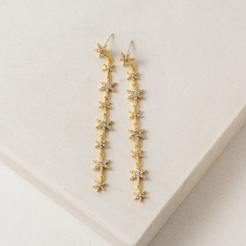 Zircon Drop Earrings for Sparkling-Solaris Star Drop Earrings Gold