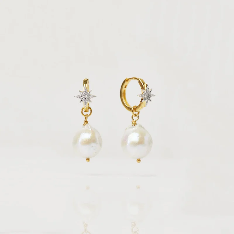 Beach Drop Earrings for Relaxed-Starburst Baroque Pearl Drop Earrings