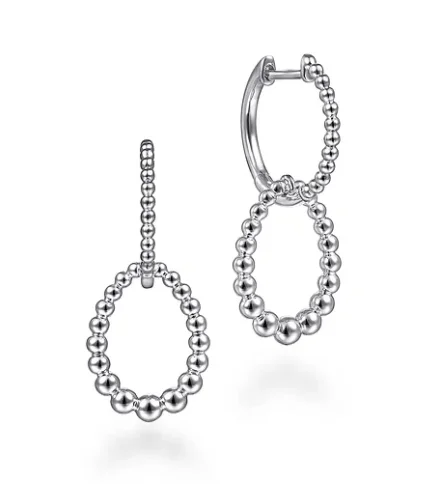 Simple Drop Earrings for Subtle-Sterling Silver Bujukan Huggie Drop Earrings by Gabriel