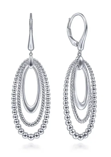 Sparkling Drop Earrings for Shiny-Sterling Silver Bujukan & Rope Drop Earrings by Gabriel