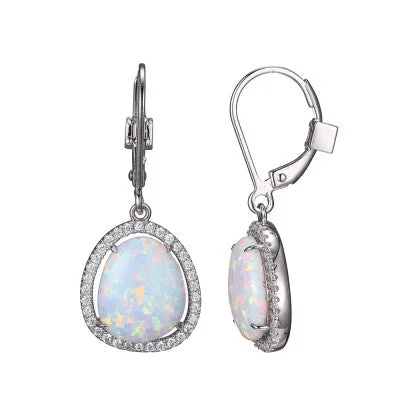 Work Drop Earrings for Professional-Sterling Silver Opal Drop Earrings by ELLE