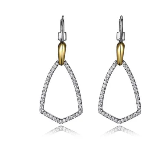 Detachable Drop Earrings for Versatile-Sterling Silver Yellow Gold Plated CZ Drop Earrings by Elle