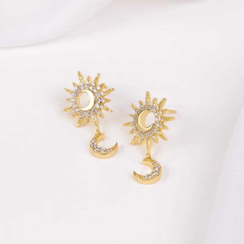 Sophisticated Drop Earrings for Elegant-Sunlit Crescent Gold Drop Earrings