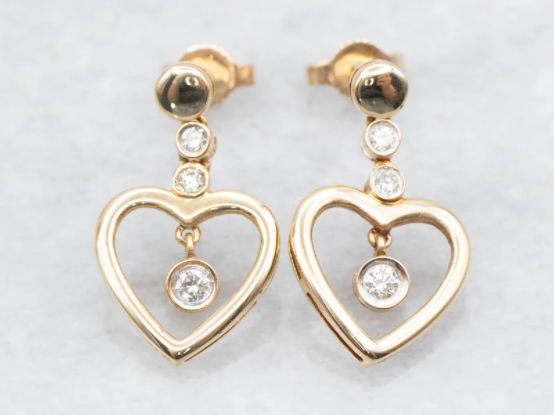 Quartz Drop Earrings for Simple-Swinging Diamond Heart Drop Earrings