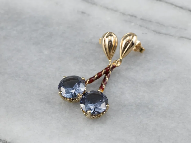 Diamond Drop Earrings for Sparkling-Synthetic Alexandrite Enamel Drop Earrings