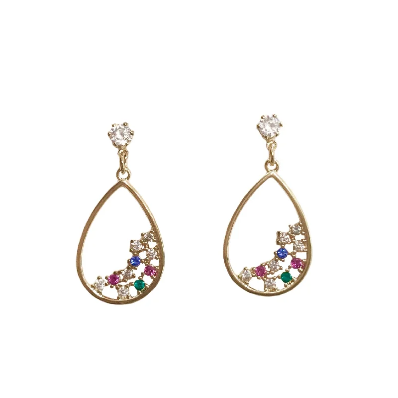 Diamond Drop Earrings for Sparkling-Teardrop Cluster Drop Earrings