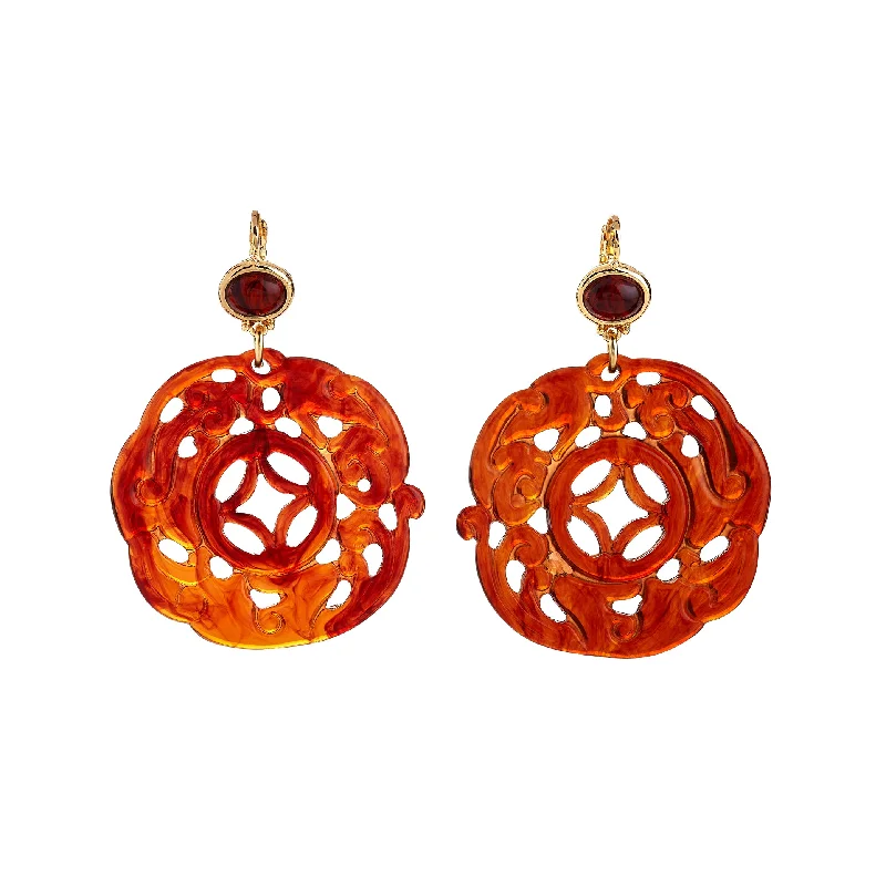 Halo Drop Earrings for Surrounding-Tortoise Carved Drop Earrings