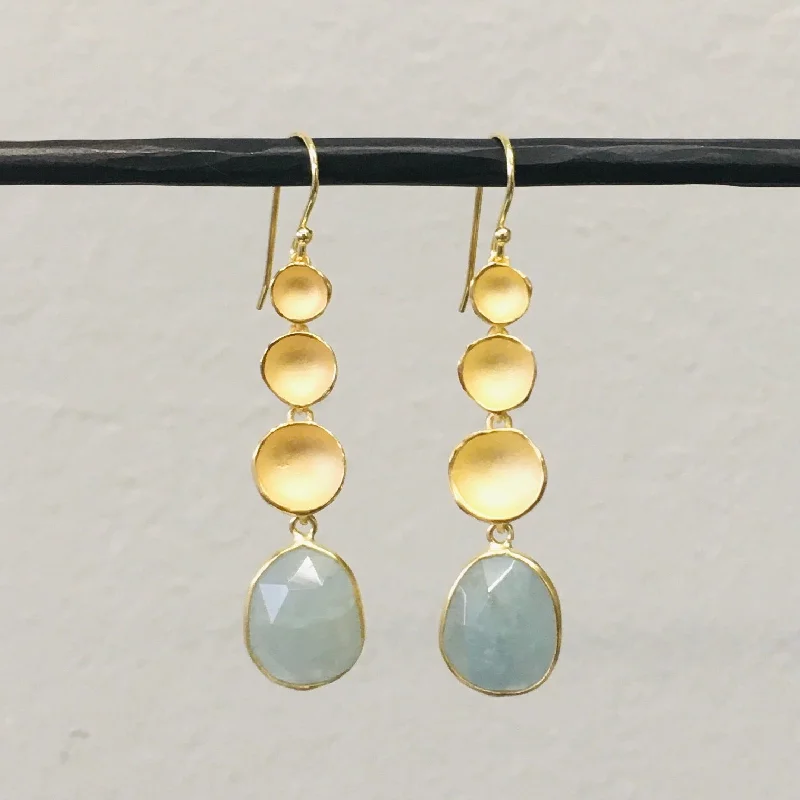 Amber Drop Earrings for Warm-Triple Pod Stone Drop Earrings