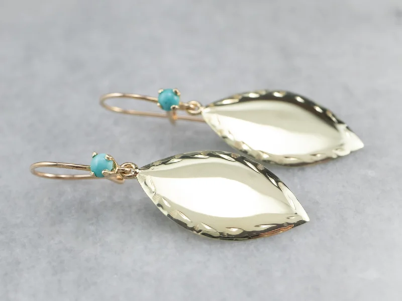 Pearl Drop Earrings for Elegant Look-Turquoise and Gold Cufflink Drop Earrings