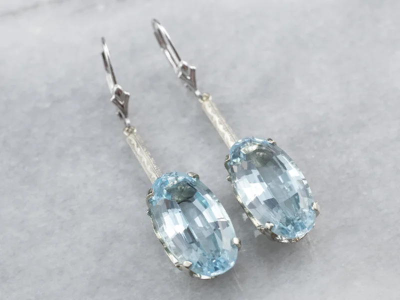 Turquoise Drop Earrings for Trendy-White Gold Blue Topaz Drop Earrings