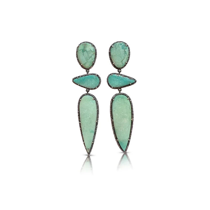 Jade Drop Earrings for Natural-Whitewater Triple Drop Earrings