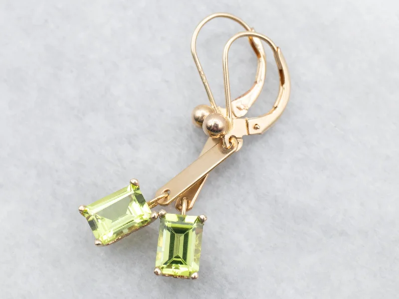 Gold Drop Earrings for Luxurious-Yellow and Rose Gold Bar Peridot Drop Earrings