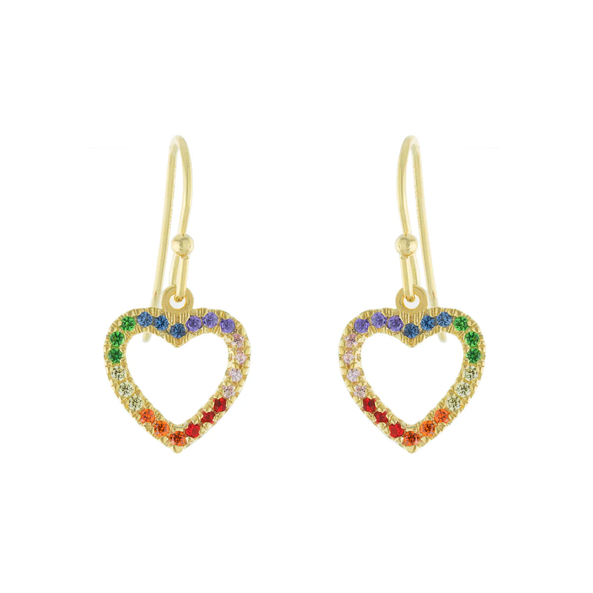 Apatite Drop Earrings for Soft-YGP Sterling Multi-Color CZ Heart Drop Earrings