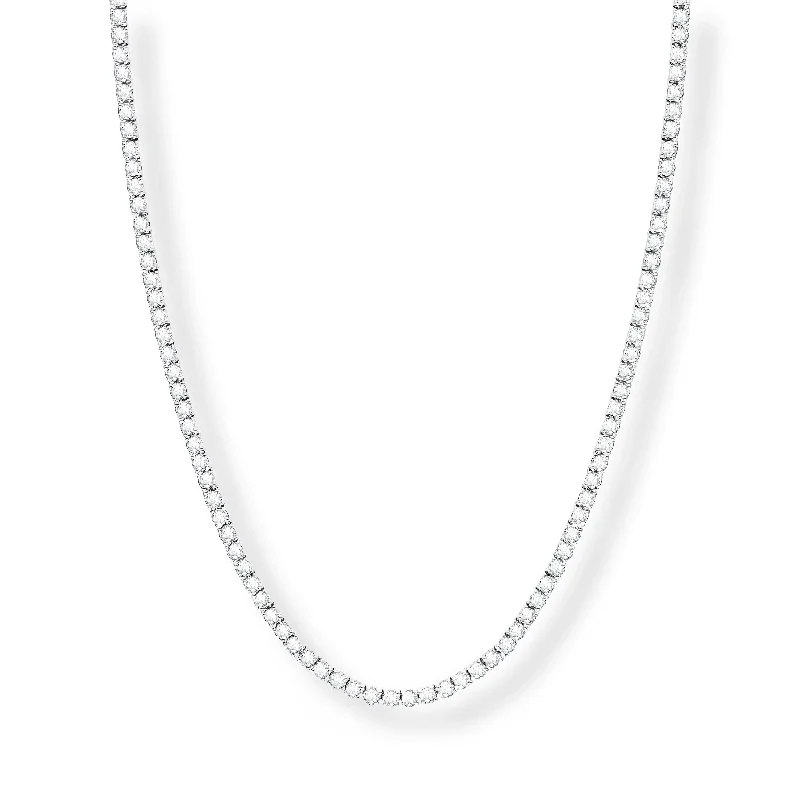 Beautiful gemstone pendants on necklaces for a pop of color and elegance -Four Prong Classic Diamond Tennis Necklace