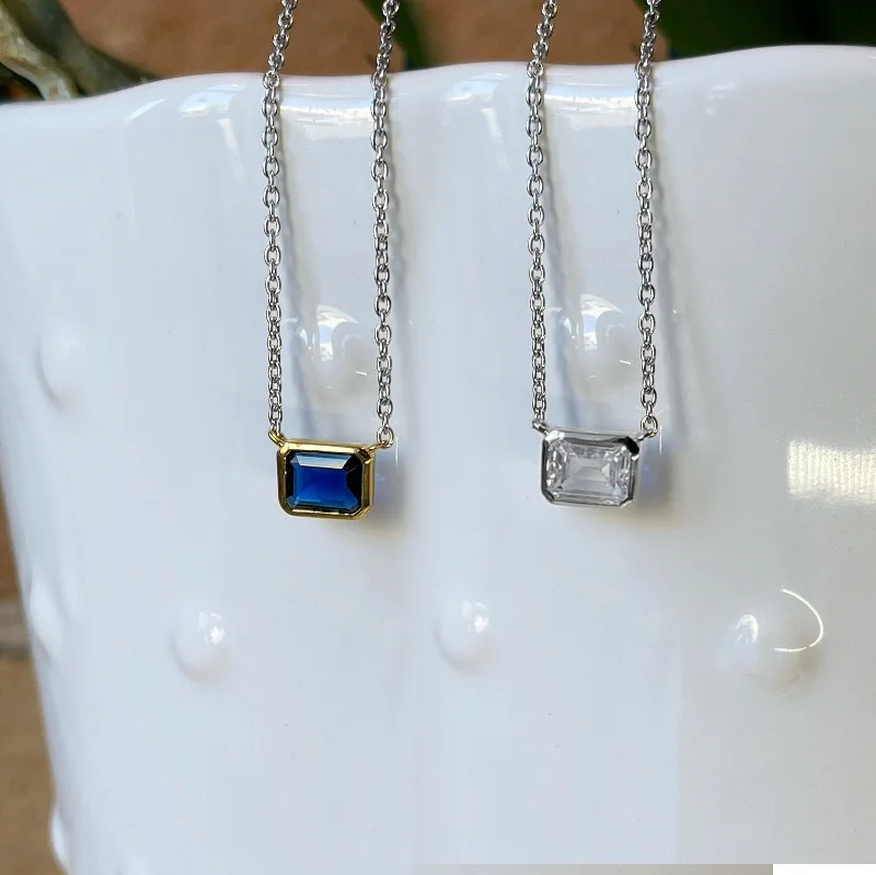 Custom geometric pendants on necklaces for a modern, chic look with precision -Emerald Cut CZ Necklace