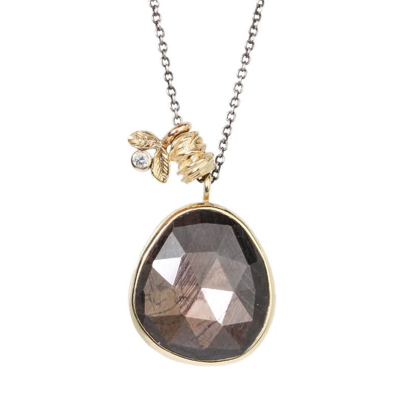 Rose gold necklaces with floral pendants for a feminine and elegant accessory -Brown Sapphire Necklace