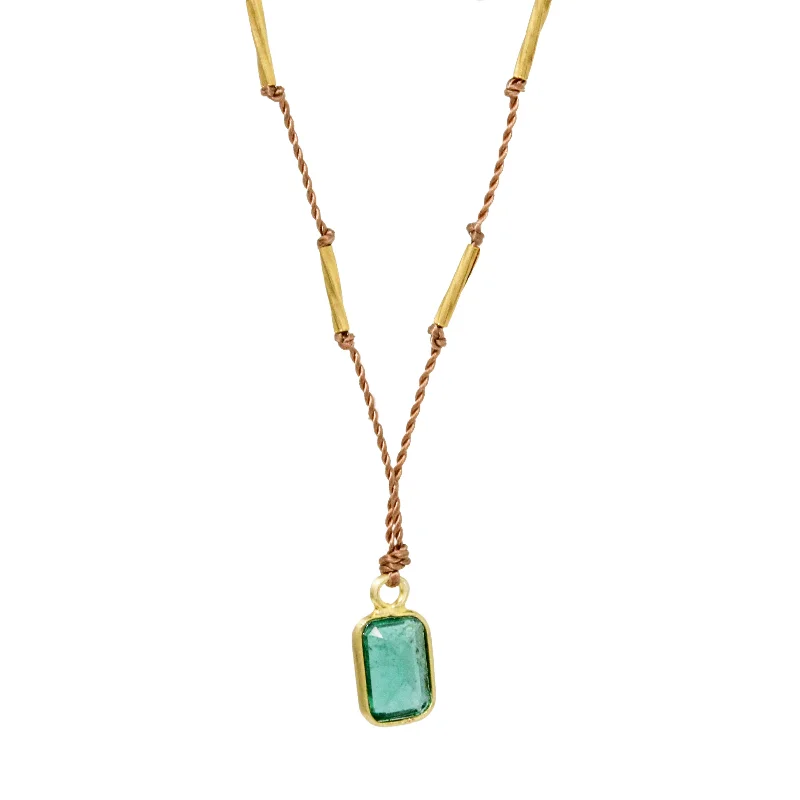 Vintage lockets with pendant designs to hold cherished memories in timeless fashion -Emerald + 22k Bars Necklace