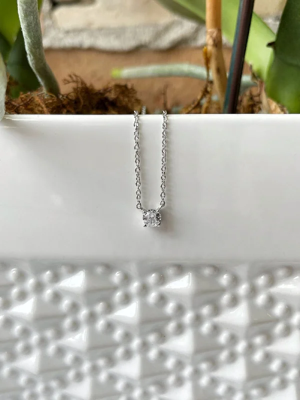 Geometric pendant necklaces with unique shapes for modern and stylish fashion pieces -Cubic Zirconia Solitaire Necklace