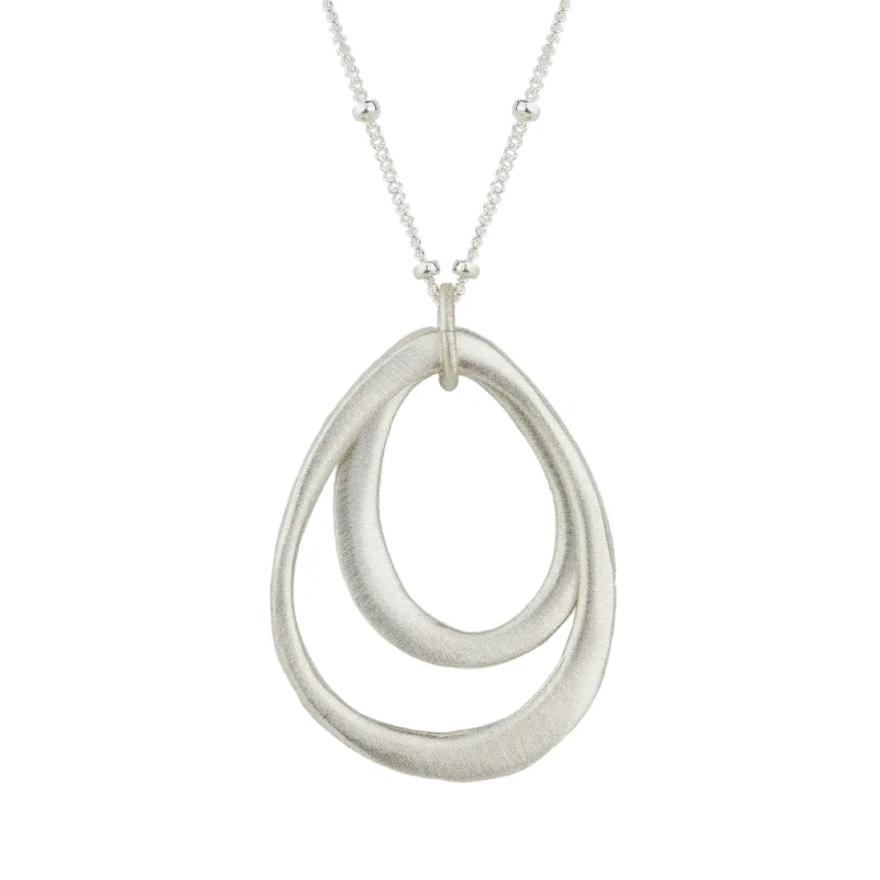 Elegant silver necklaces with engraved pendants for personalized gifts with meaning -Double Organic Teardrop Necklace