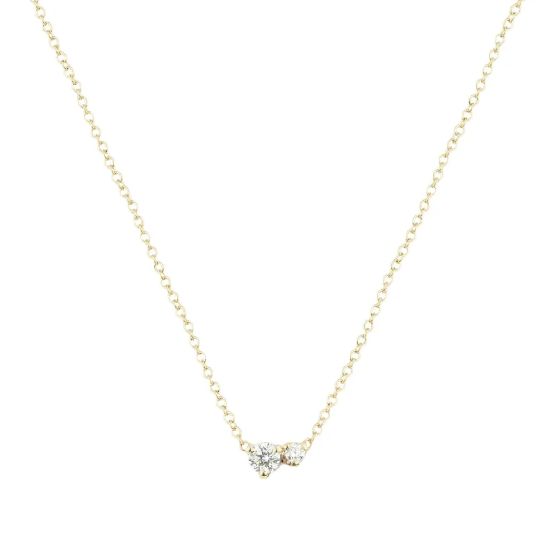 Classic oval pendant necklaces for a timeless and elegant accessory in silver -Double Diamond Prong Necklace