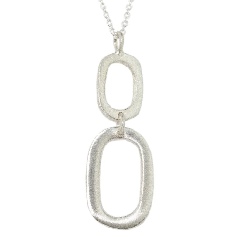 Classic oval pendant necklaces for a timeless and elegant accessory in silver -Double Rectangle Necklace