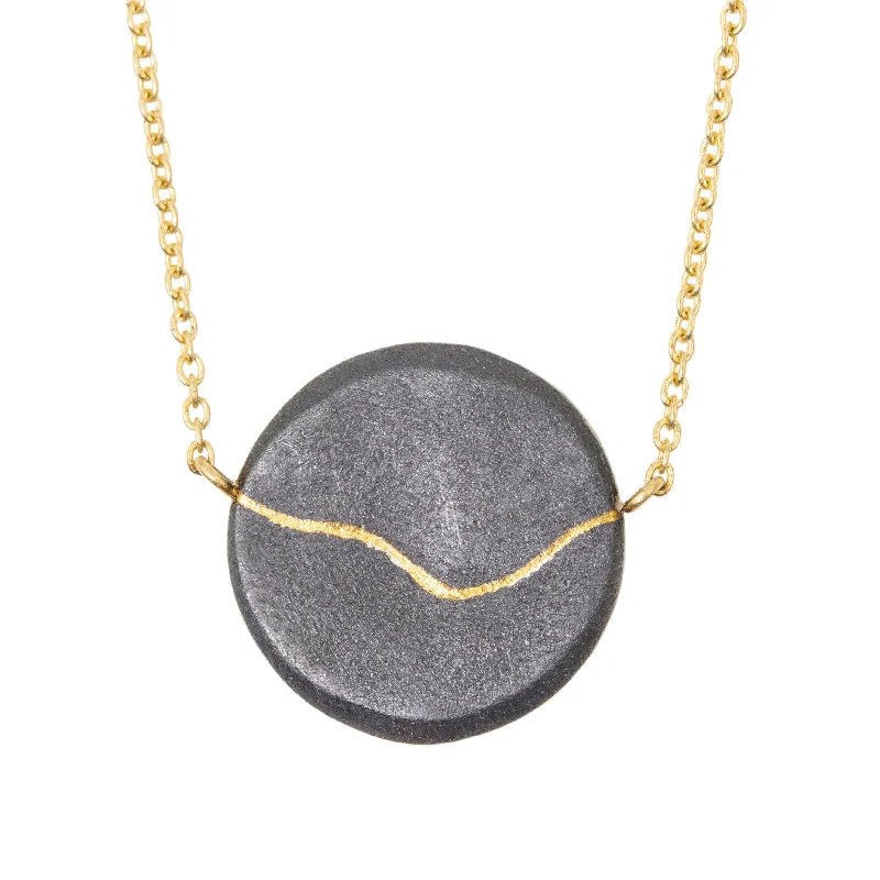 Trendy coin pendants on necklaces for a chic, vintage-inspired fashion accessory -Golden River Run Necklace