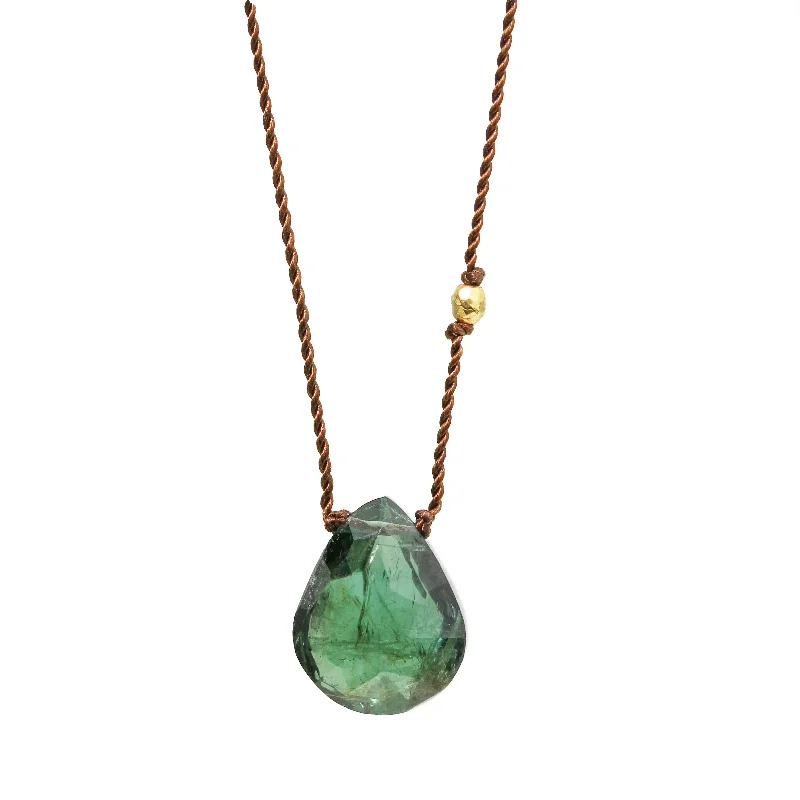 Layered pendant necklaces with different textures for an eclectic, boho-inspired style -Green Tourmaline Necklace