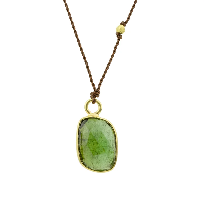 Rose gold necklaces with floral pendants for a feminine and elegant accessory -Green Tourmaline Necklace