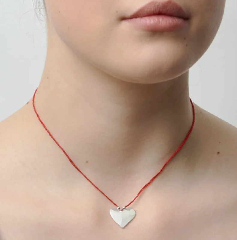 Fashion-forward statement necklaces with bold, oversized pendants for dramatic flair -Hammered Heart Necklace