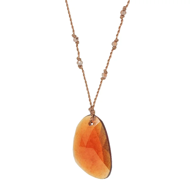 Trendy layered necklaces with delicate pendants for a chic and modern look -Hessonite Garnet + Zircon Necklace