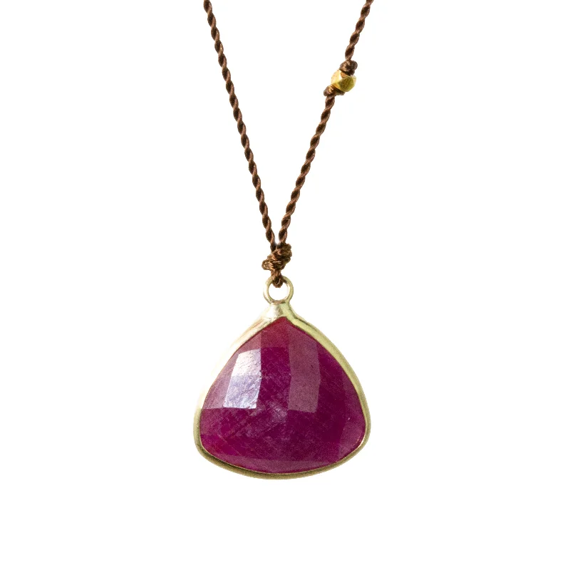 Simple moonstone pendants on necklaces for a serene, calming jewelry piece -Indian Ruby Necklace